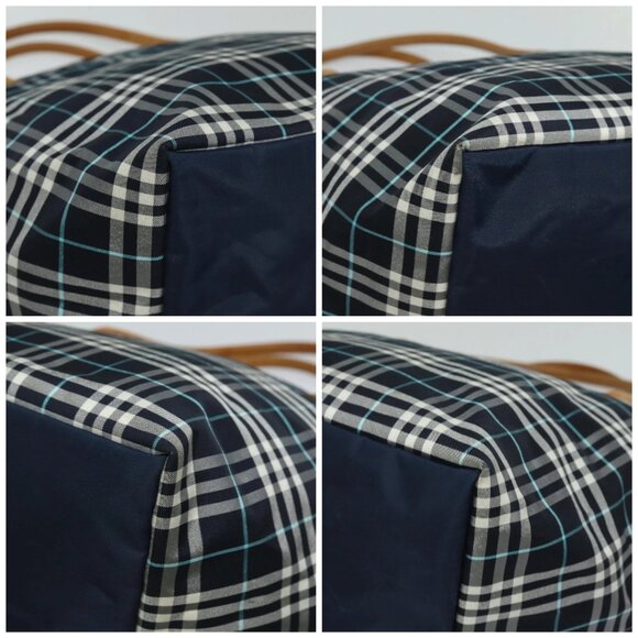 Burberrys Nova Check Blue Label Hand Bag Canvas Navy Auth ti1777 - Picture 14 of 16